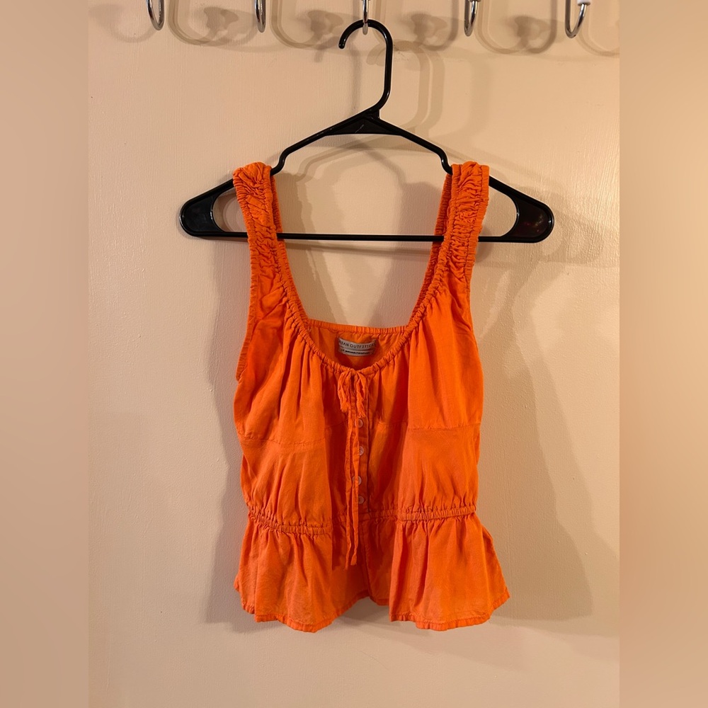small Urban Outfitters spring/ summer orange blouse shell 🍊🐚